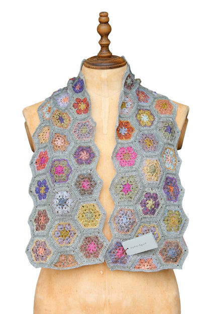 Sophie Digard Green Patchwork Linen Scarf