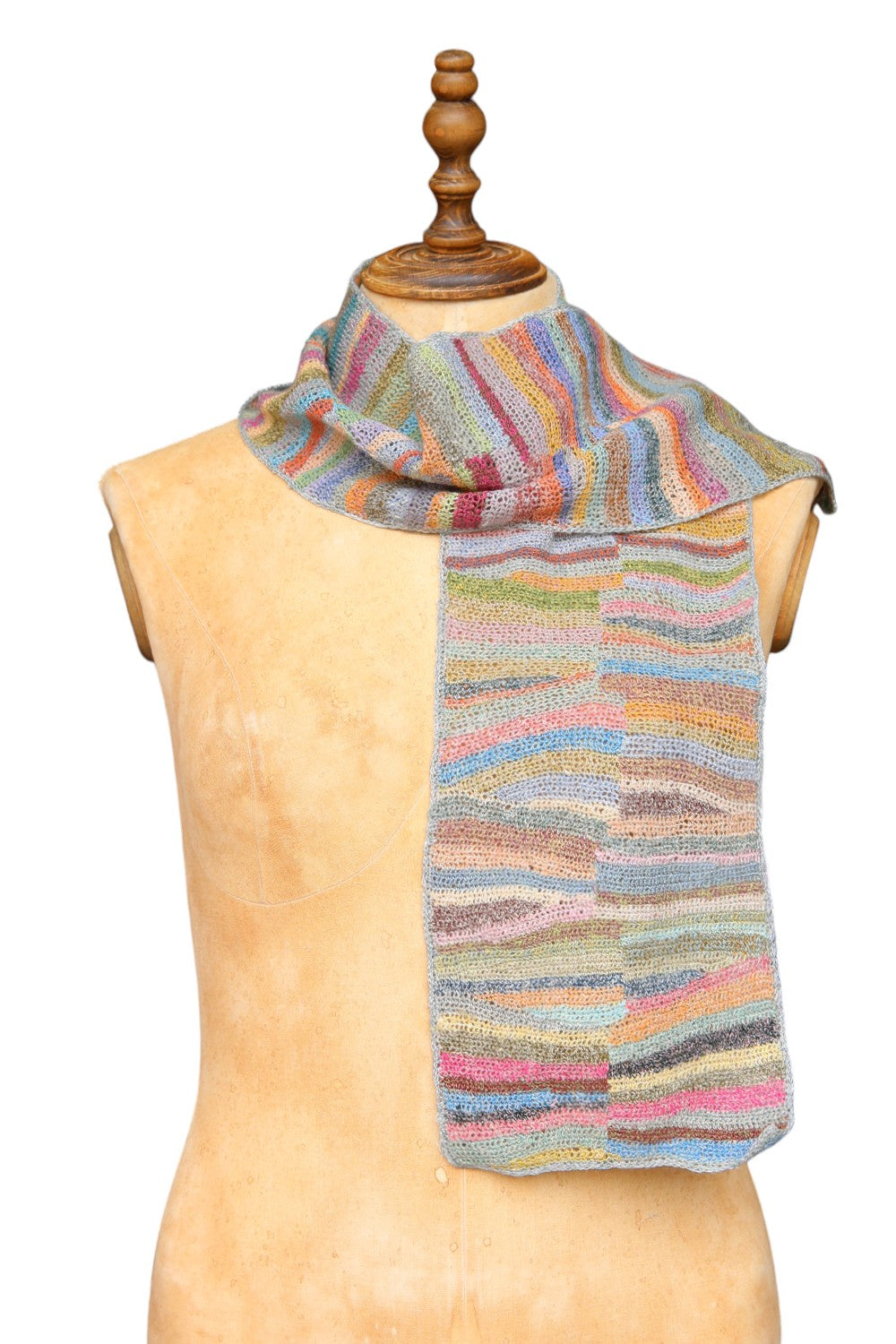 Sophie Digard Striped Crochet Linen Scarf