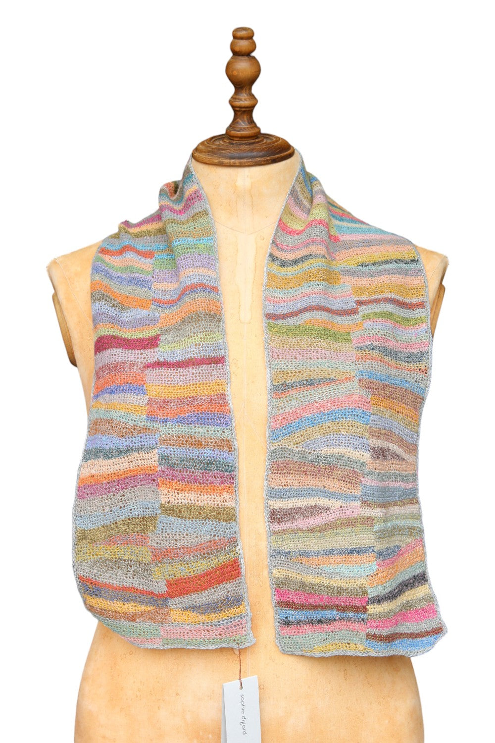 Sophie Digard Striped Crochet Linen Scarf