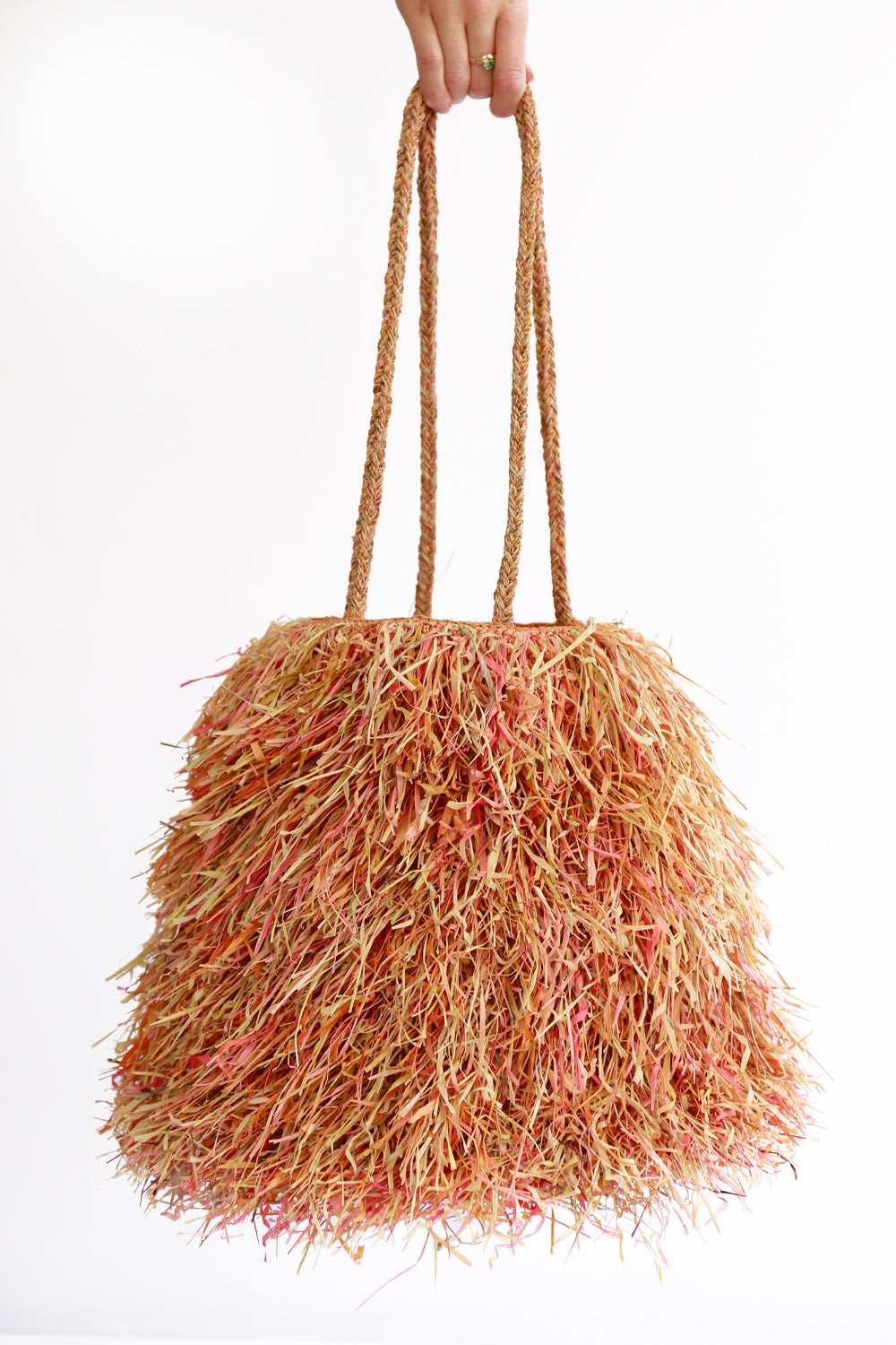 SOPHIE DIGARD SHAGGY FRINGE RAFFIA BAG MULTI XL