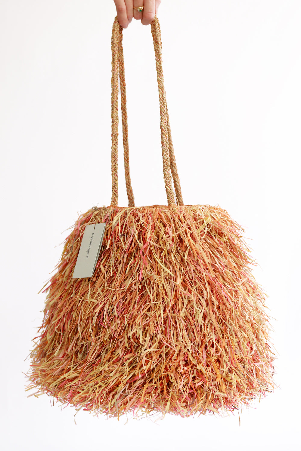 SOPHIE DIGARD SHAGGY FRINGE RAFFIA BAG MULTI XL