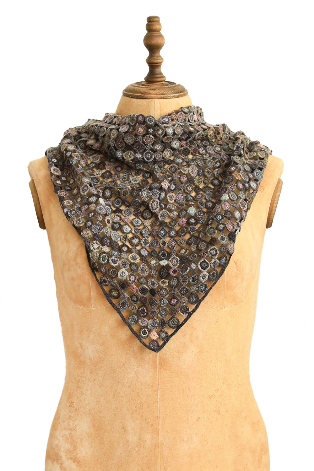 SOPHIE DIGARD CROCHETED TRIANGULAR SCARF CHARCOAL