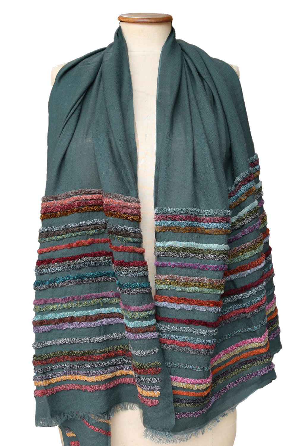 SOPHIE DIGARD ZEBRE HALF EMBROIDERED SCARF
