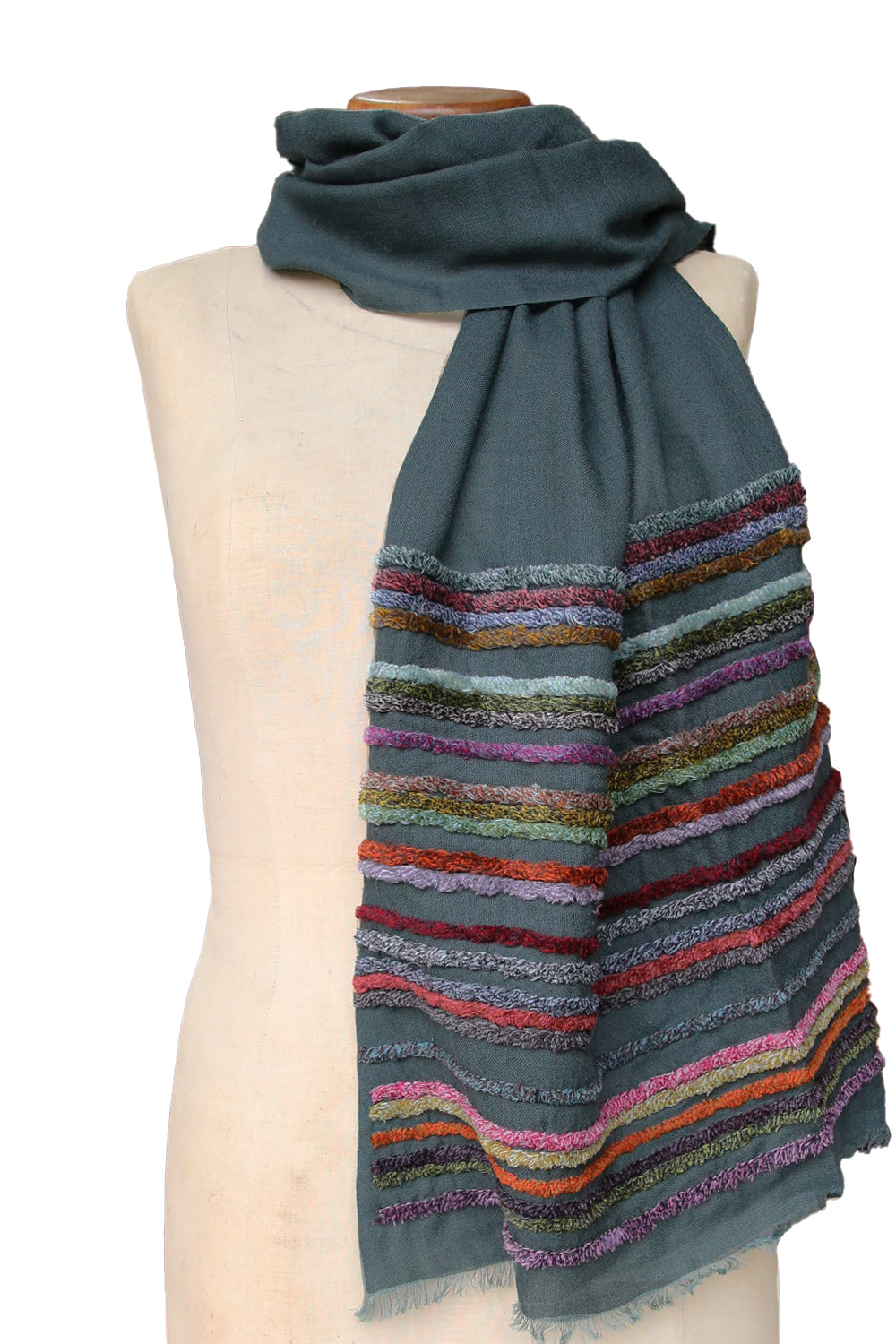 SOPHIE DIGARD ZEBRE HALF EMBROIDERED SCARF