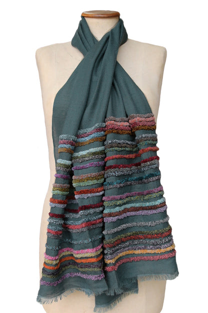 SOPHIE DIGARD ZEBRE HALF EMBROIDERED SCARF