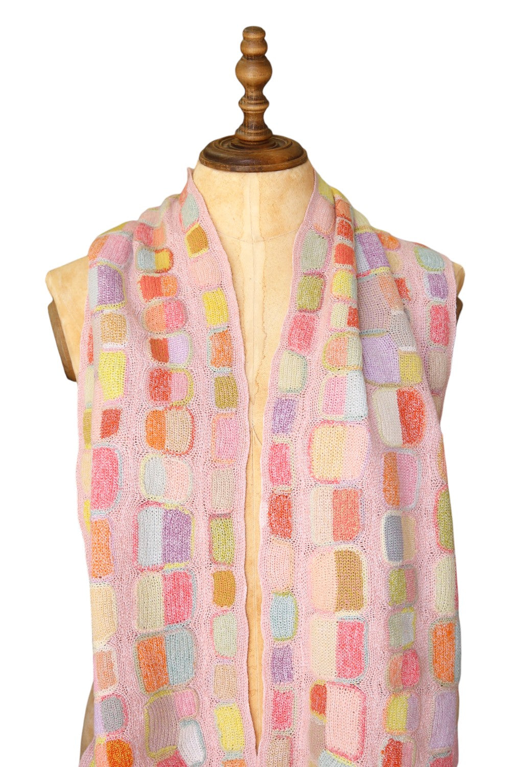SOPHIE DIGARD LE SOLEIL ET LA LUNE CROCHET SCARF PINK