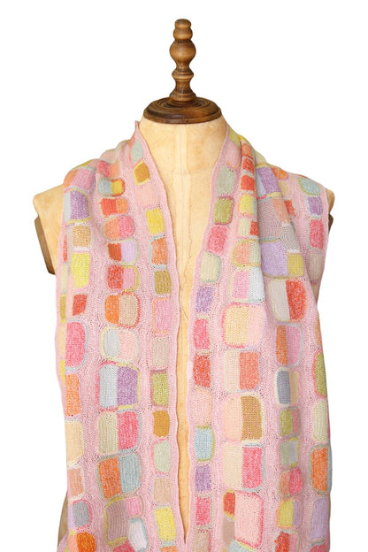 SOPHIE DIGARD LE SOLEIL ET LA LUNE CROCHET SCARF PINK