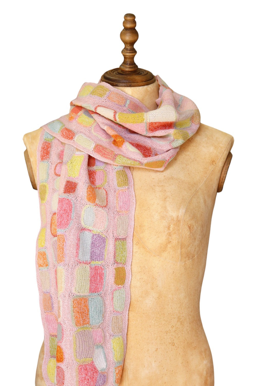 SOPHIE DIGARD LE SOLEIL ET LA LUNE CROCHET SCARF PINK