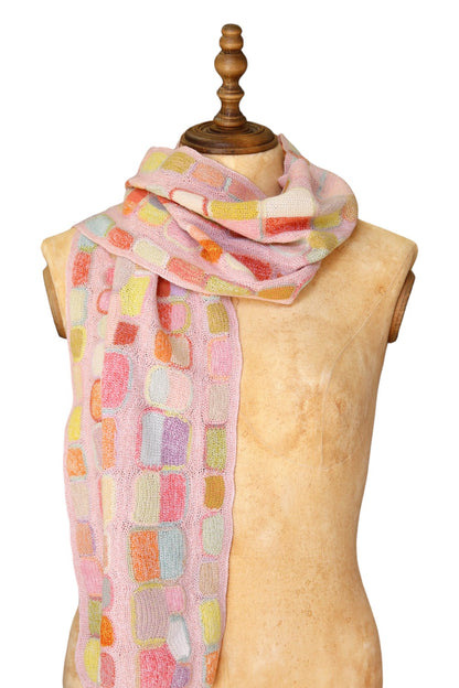 SOPHIE DIGARD LE SOLEIL ET LA LUNE CROCHET SCARF PINK