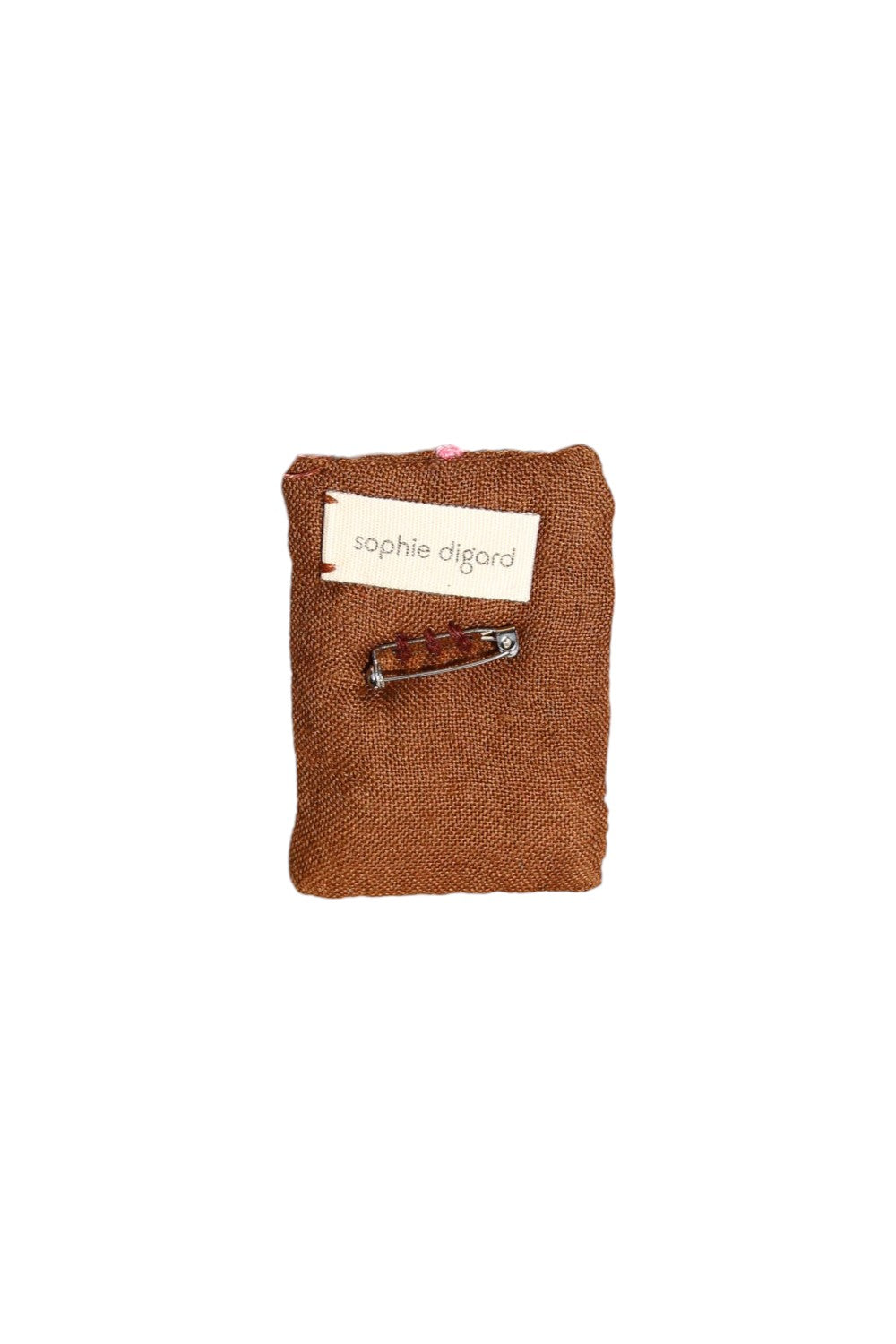 SOPHIE DIGARD SAURA RECTANGULAR BROOCH COFFEE
