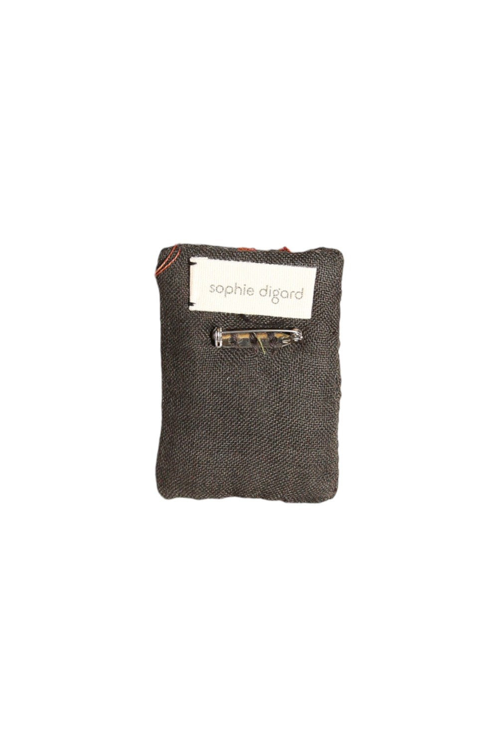 SOPHIE DIGARD SAURA RECTANGULAR BROOCH OLIVE/ORANGE