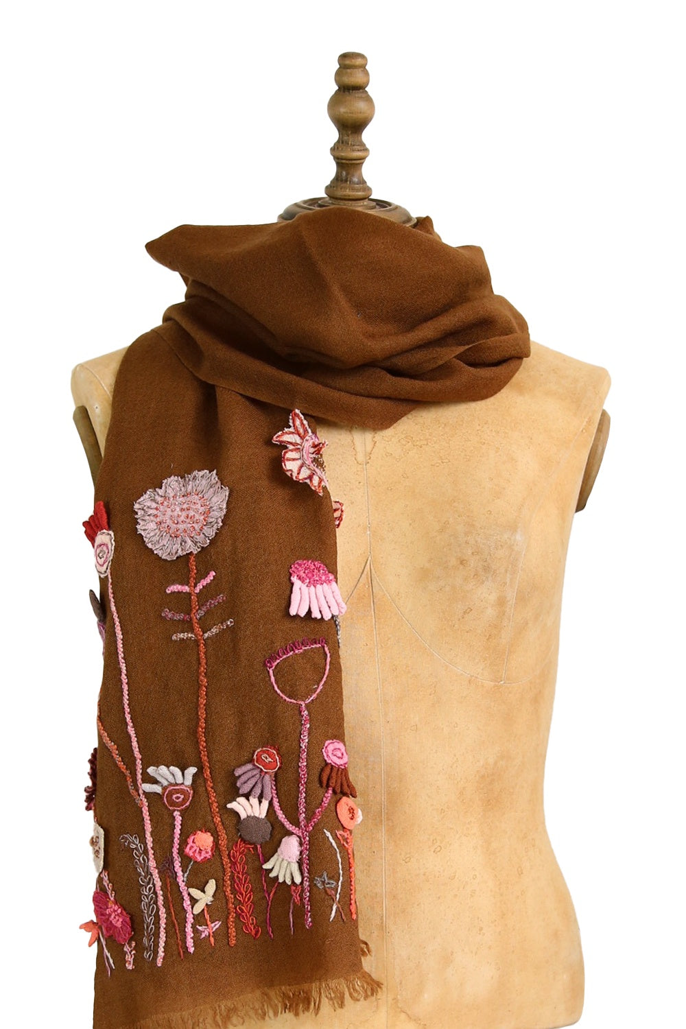 SOPHIE DIGARD LUX WOOL SCARF CHESTNUT