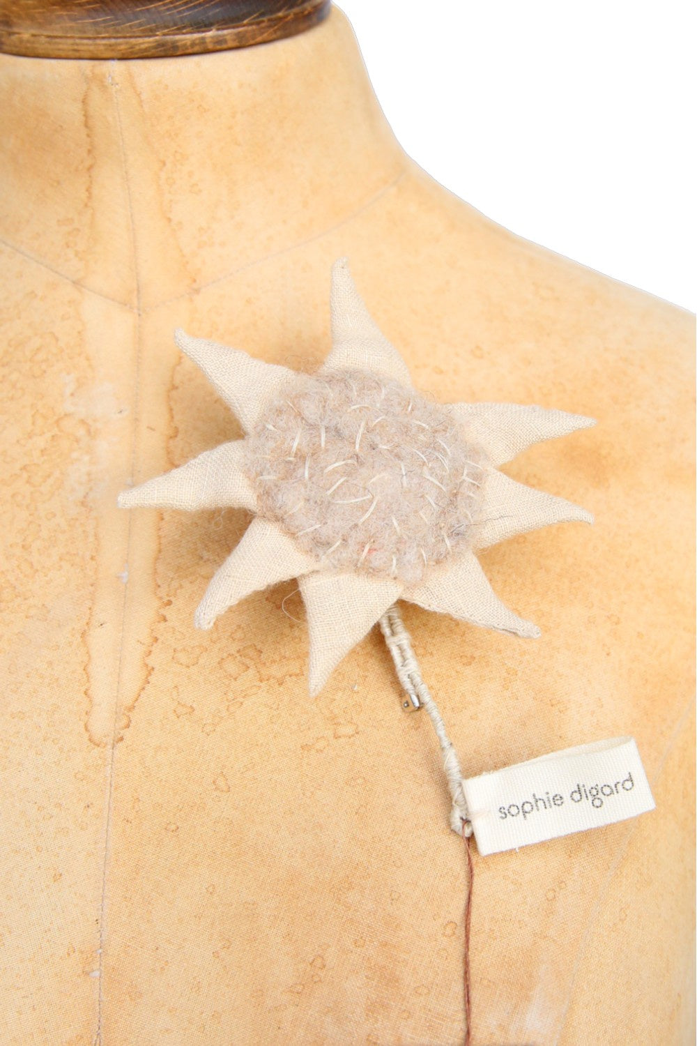 Sophie Digard Flannel Flower Brooch Natural