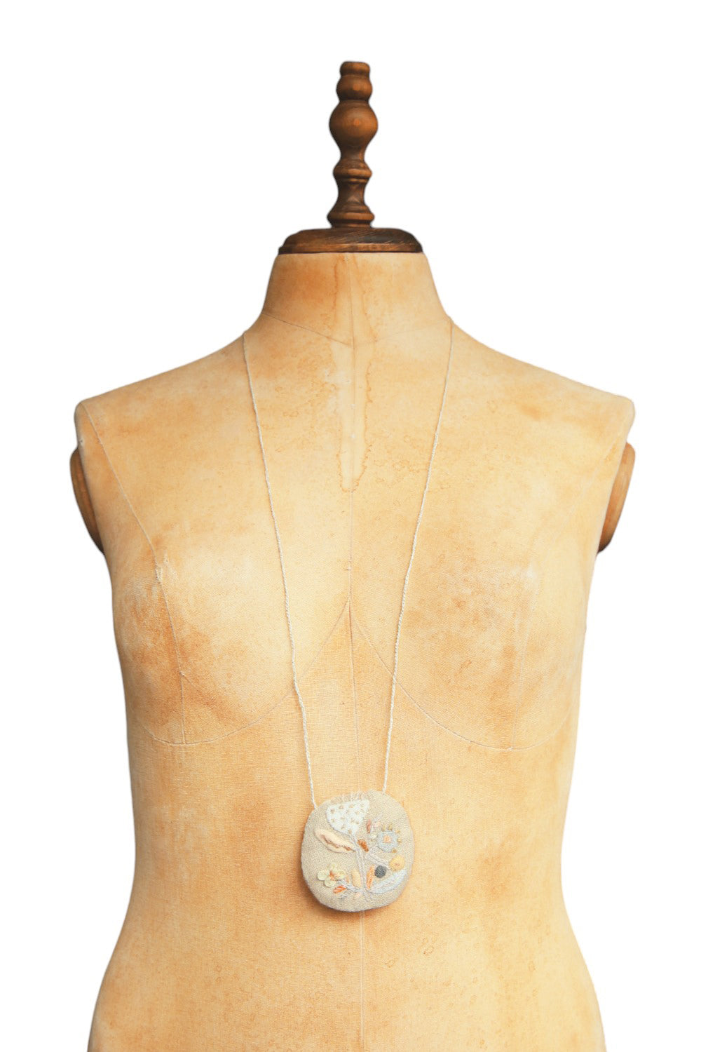 SOPHIE DIGARD FLORAL PENDANT NECKLACE BEIGE