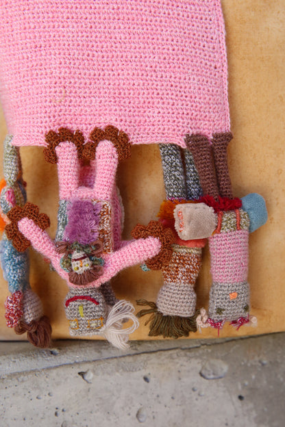 SOPHIE DIGARD GUS &amp; CO CROCHET SCARF PINK