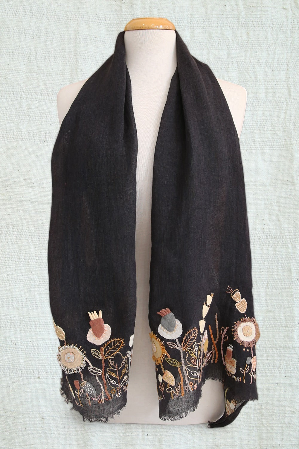 SOPHIE DIGARD ALLAUG BLACK LINEN SCARF