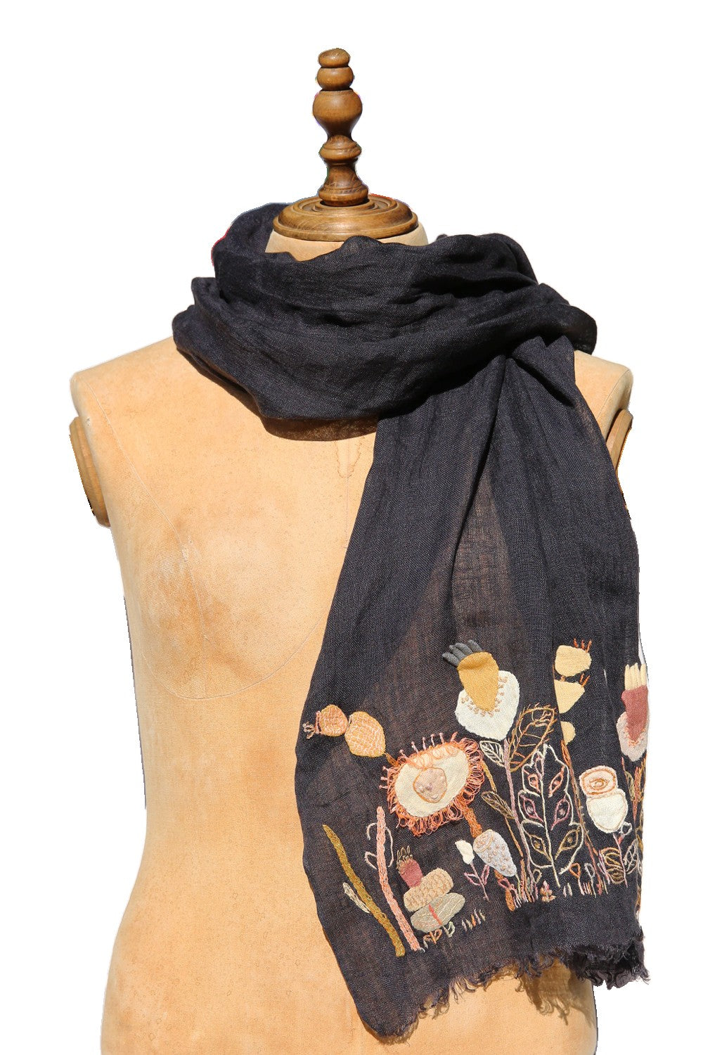 SOPHIE DIGARD ALLAUG BLACK LINEN SCARF