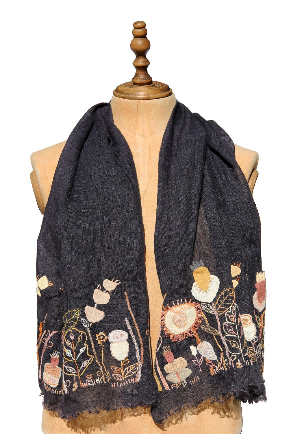 SOPHIE DIGARD ALLAUG BLACK LINEN SCARF