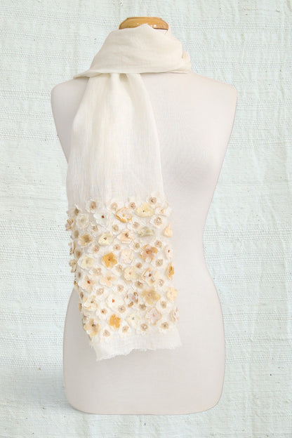 SOPHIE DIGARD LISELOTTE LINEN SCARF IVORY