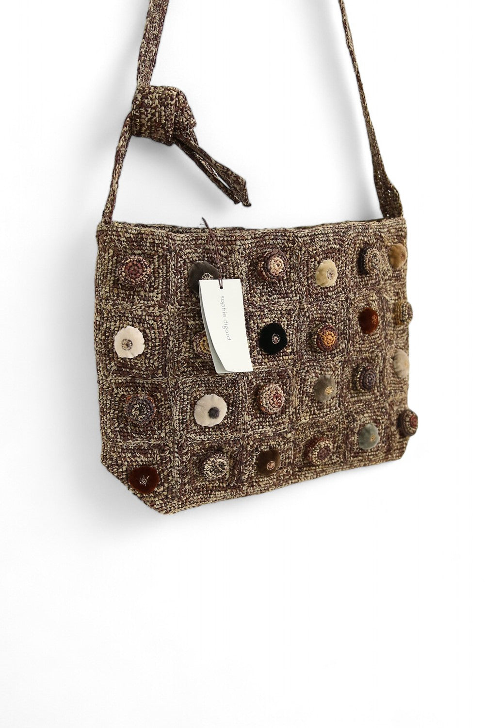 SOPHIE DIGARD CROCHETED RAFFIA BAG VELVET SPOT MULTI