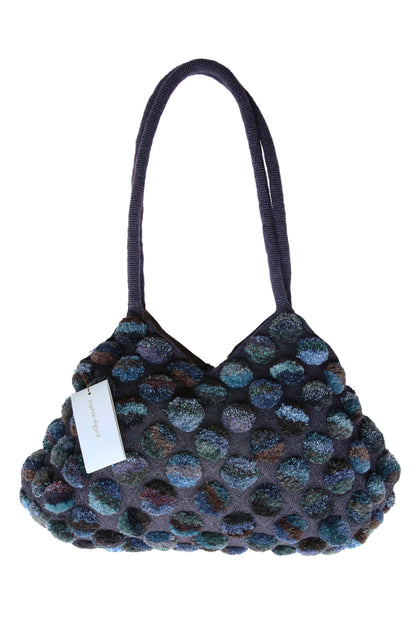 SOPHIE DIGARD WOOL BAG POMPOM GREY/BLUE