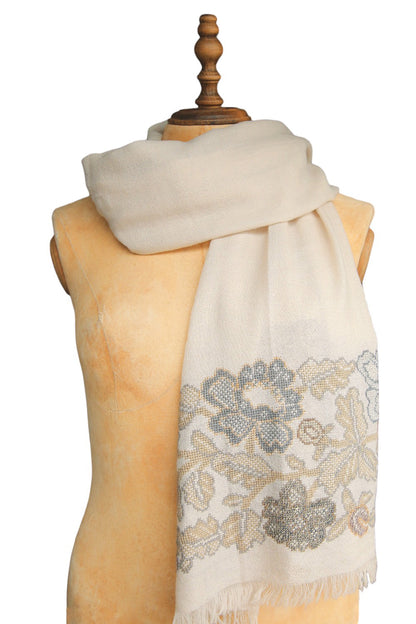 SOPHIE DIGARD MR STONY EMBROIDERED WOOL STOLE