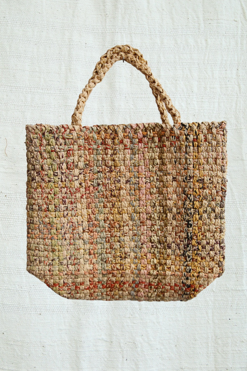 SOPHIE DIGARD CROCHET RAFFIA NATURAL CHECKER BAG