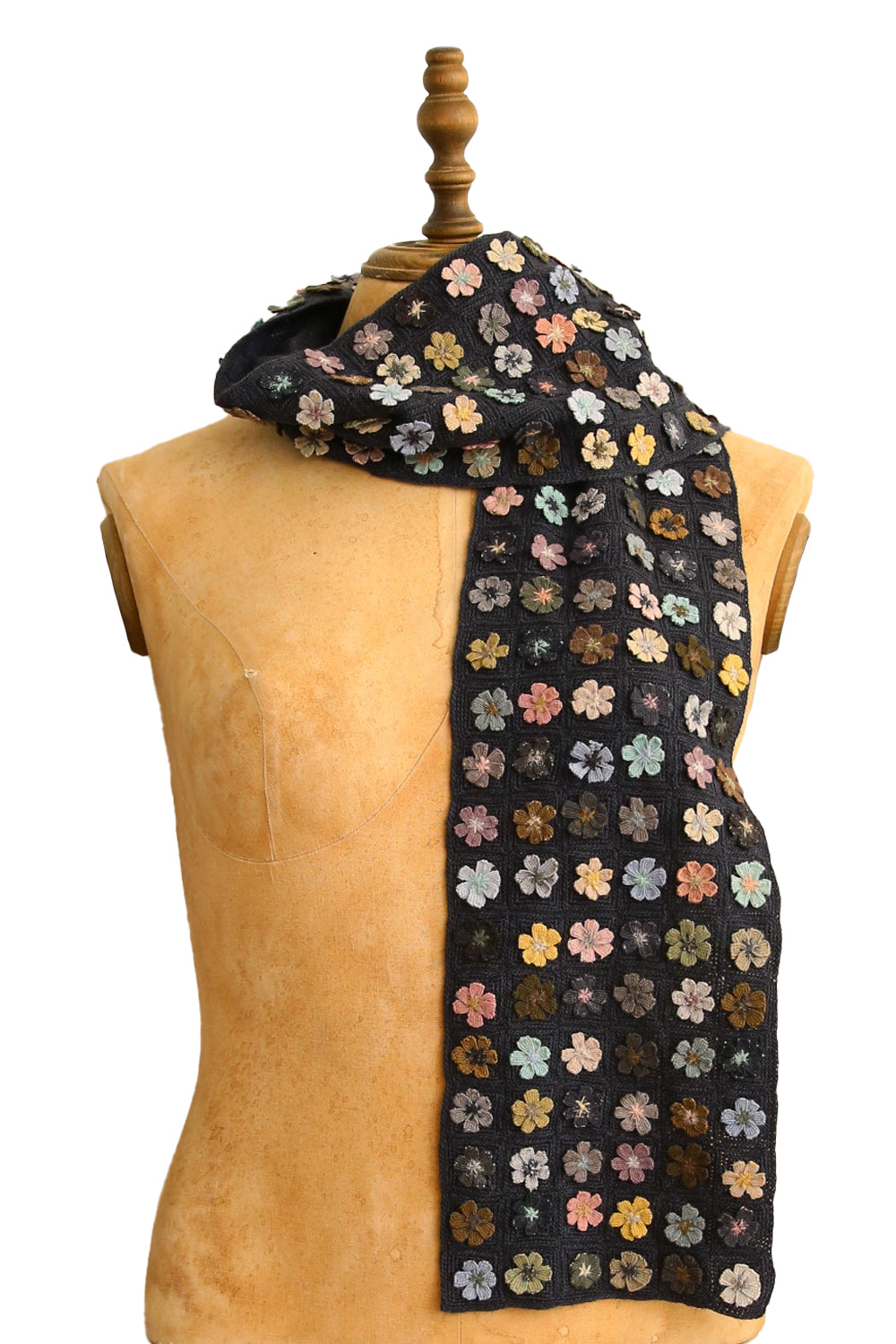 SOPHIE DIGARD MEDIUM CROCHET SCARF MINI PASTEL FLOWERS