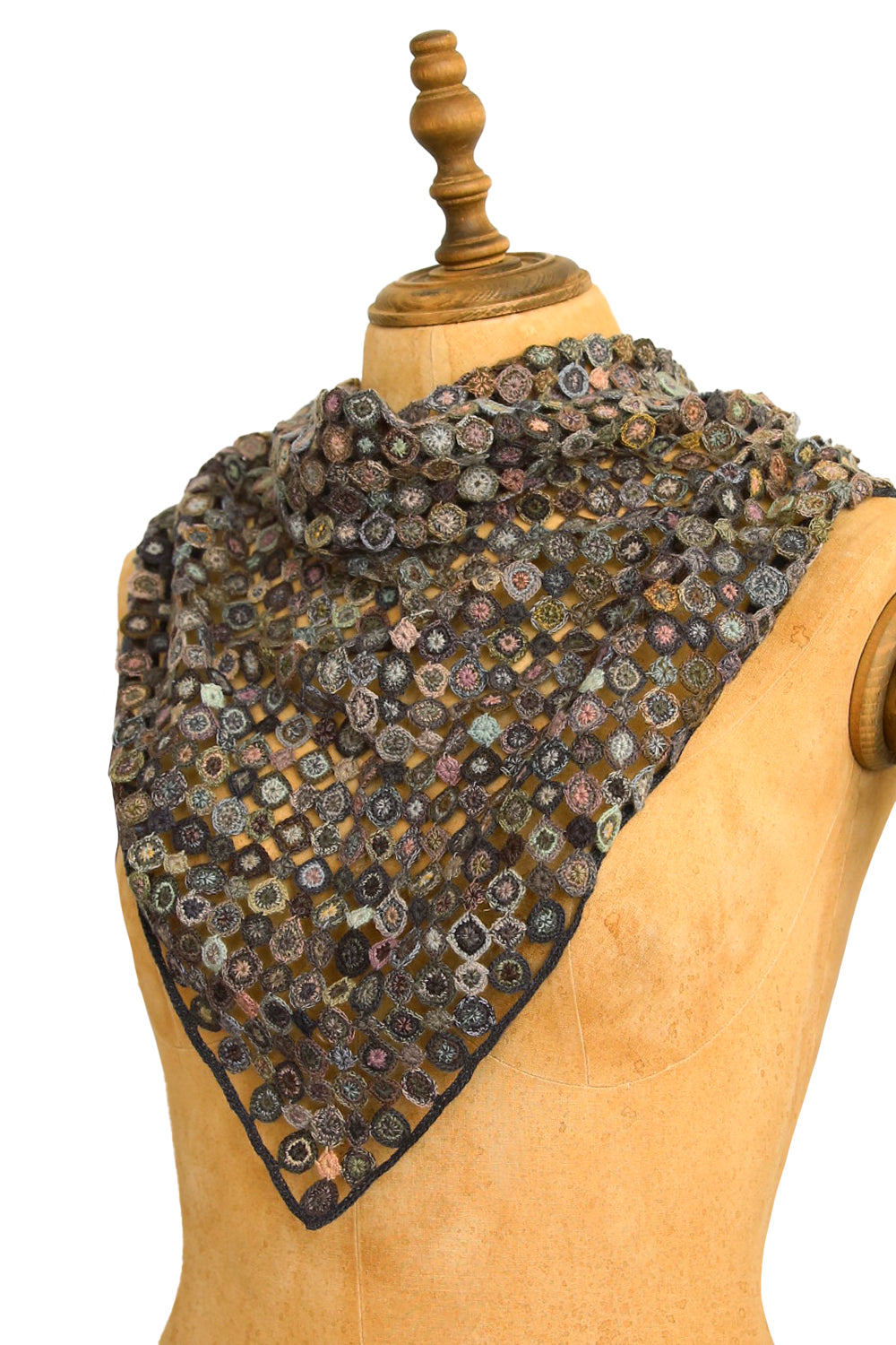 SOPHIE DIGARD CROCHETED TRIANGULAR SCARF CHARCOAL