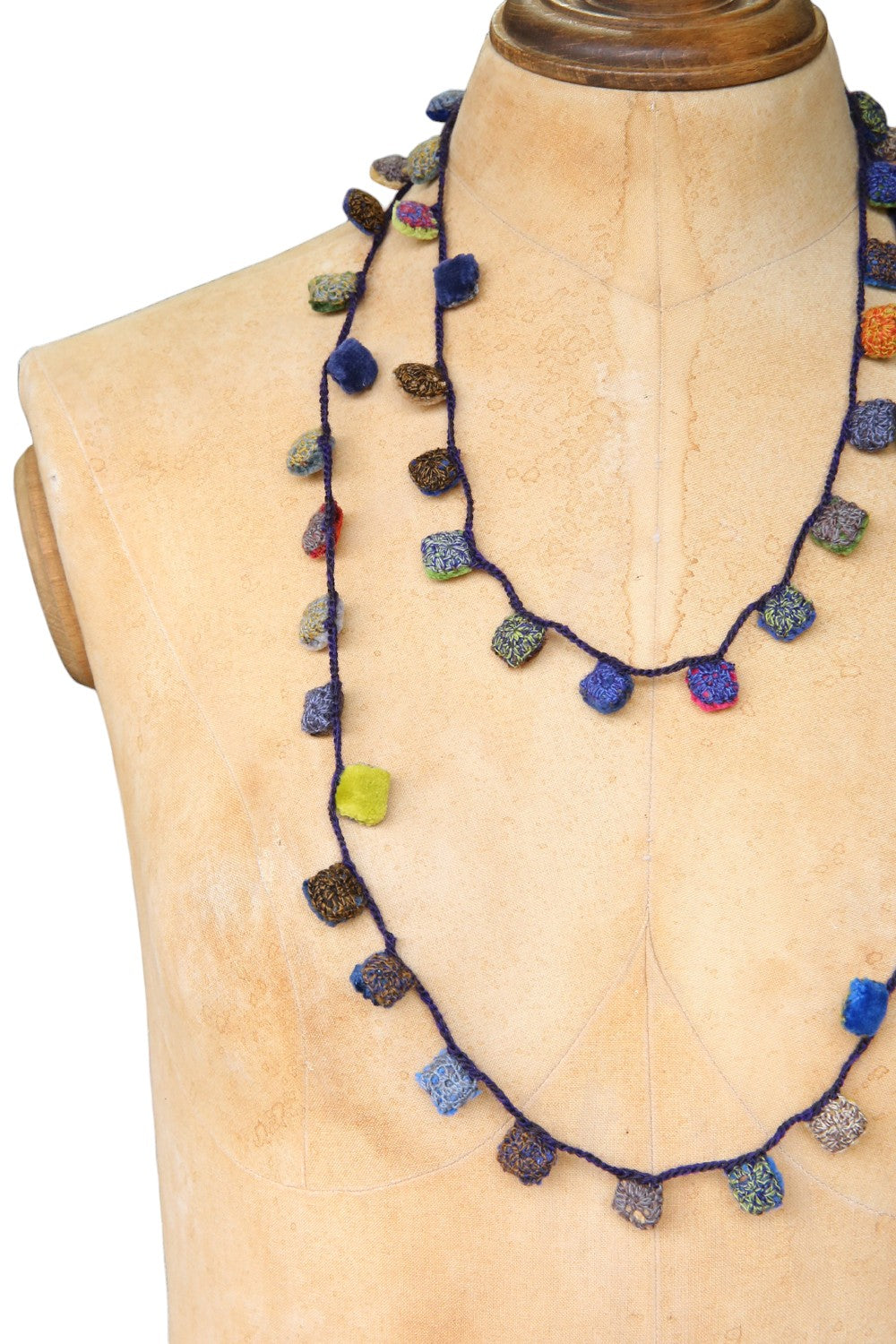 Sophie Digard Velvet Squares Necklace Multi