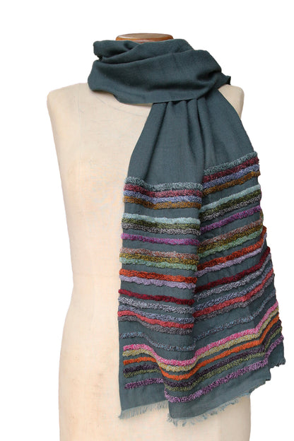 SOPHIE DIGARD ZEBRE HALF EMBROIDERED SCARF