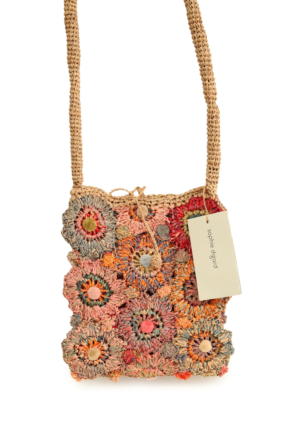 Sophie Digard Flax Floral Raffia Crossbody Bag