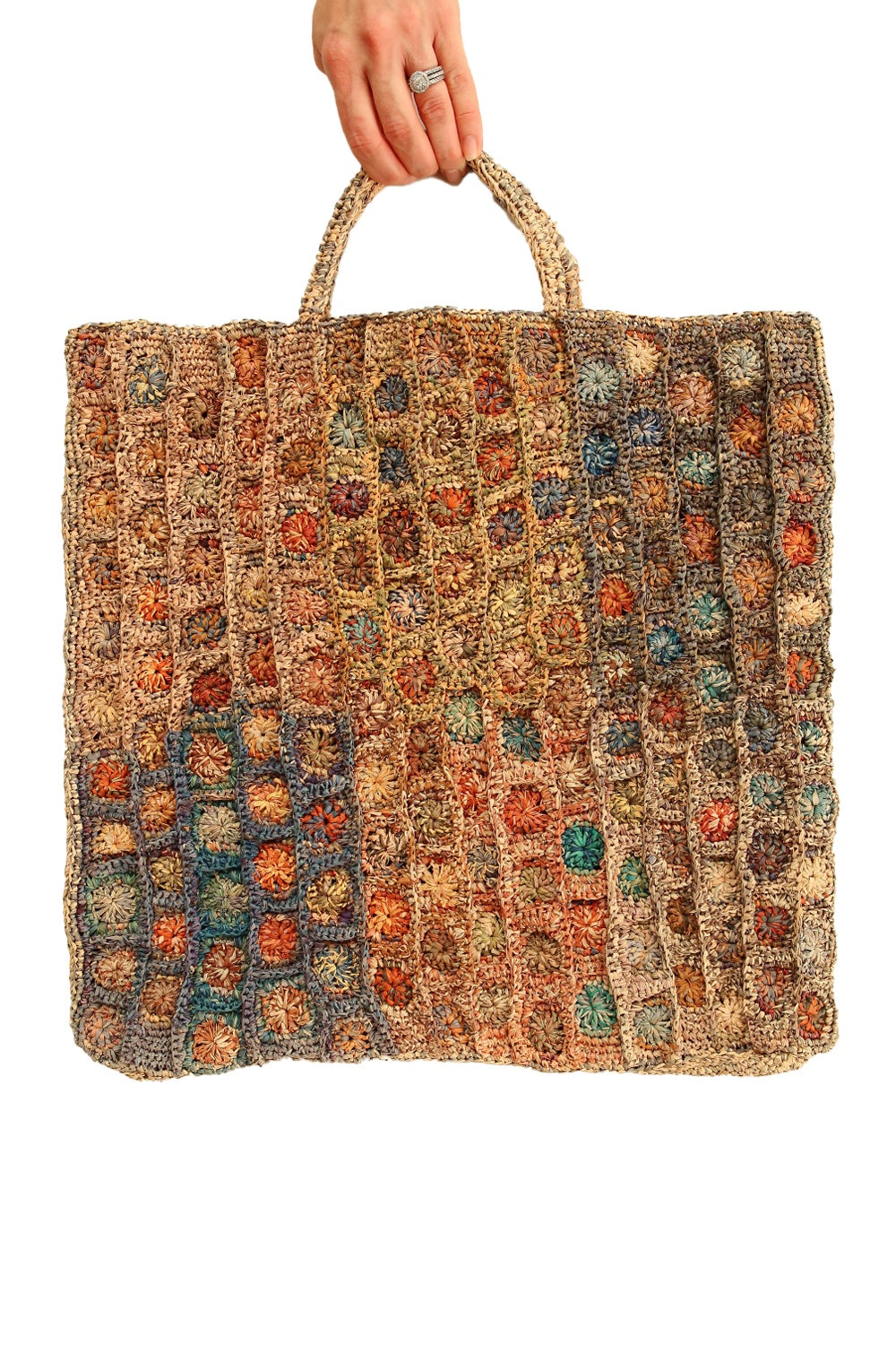Sophie Digard Blue Paint Raffia Bag