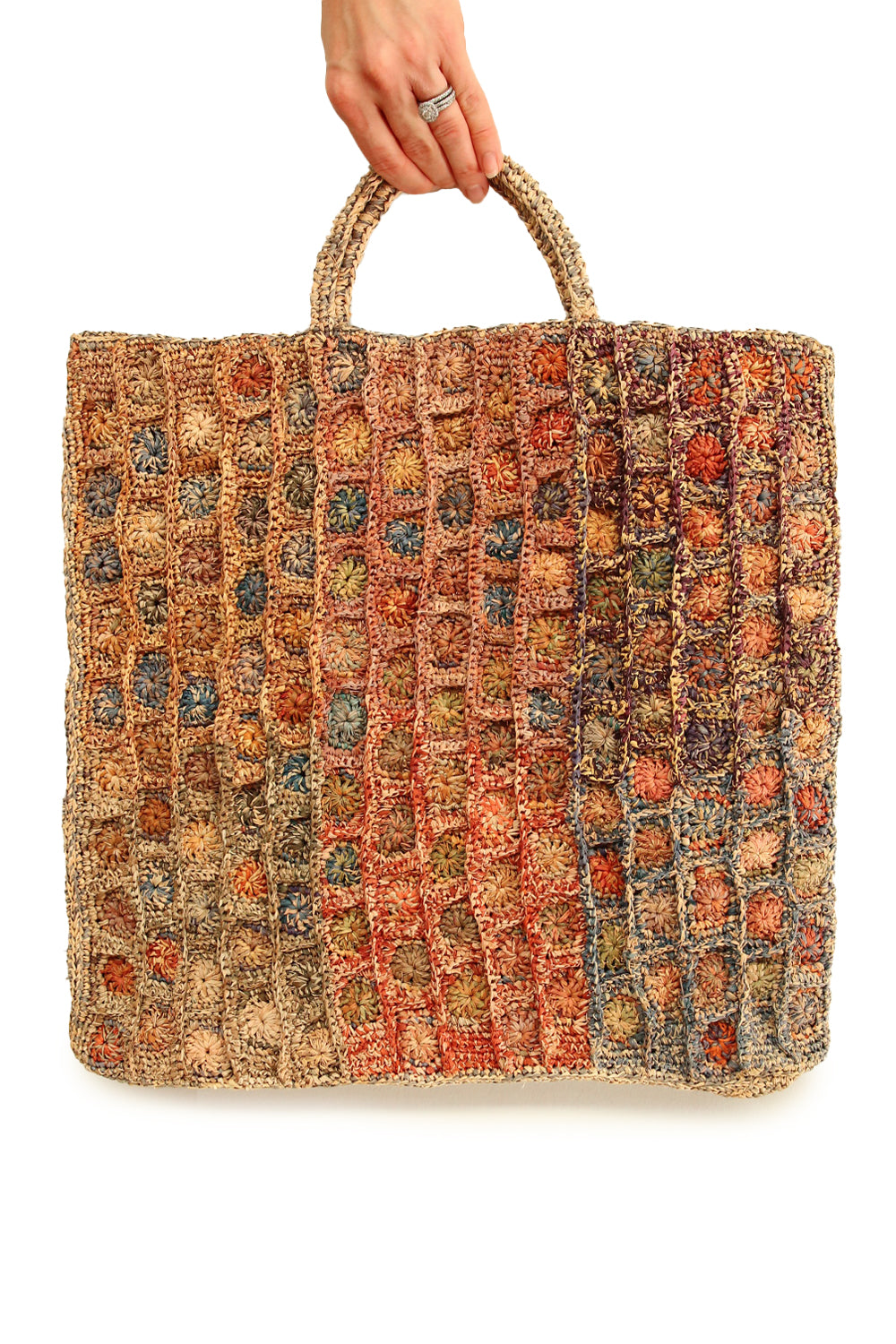Sophie Digard Blue Paint Raffia Bag