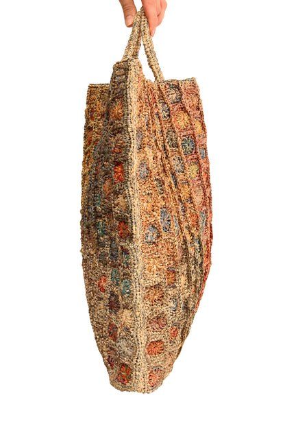Sophie Digard Blue Paint Raffia Bag
