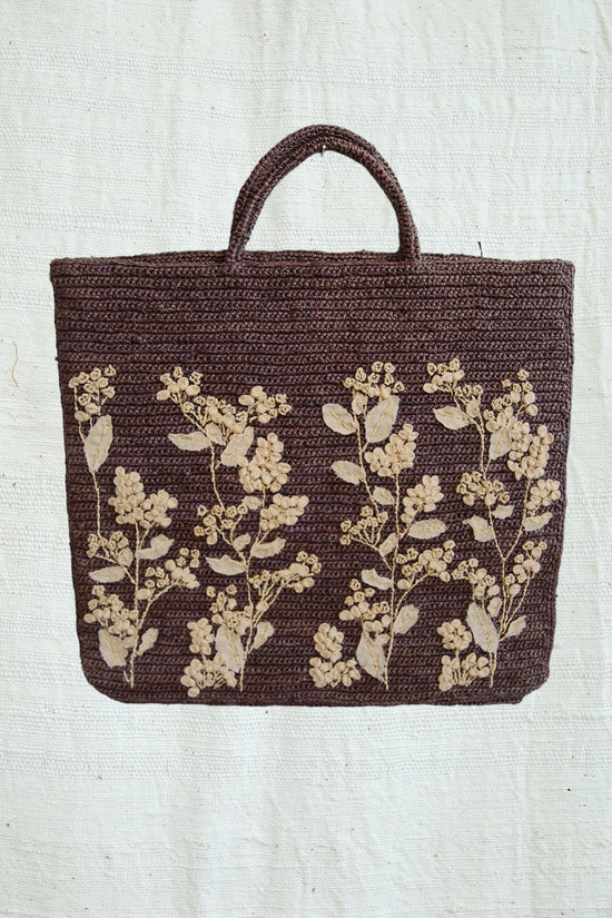 SOPHIE DIGARD CROCHET RAFFIA BAG WITH FLORAL EMBROIDERY