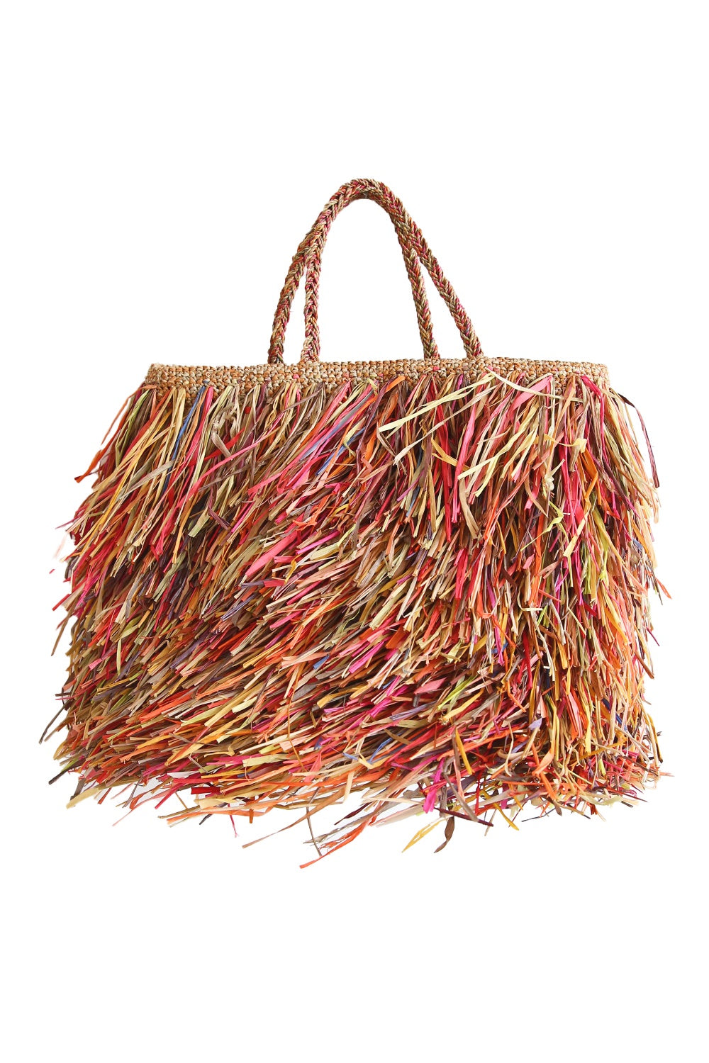 SOPHIE DIGARD SHAGGY FRINGE RAFFIA BAG MULTI