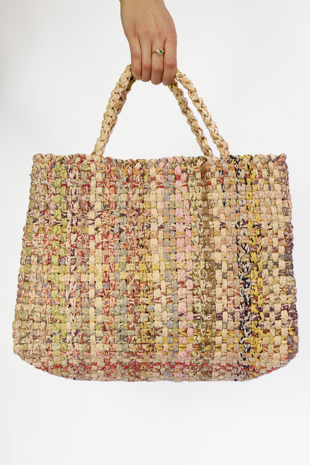 SOPHIE DIGARD CROCHET RAFFIA NATURAL CHECKER BAG