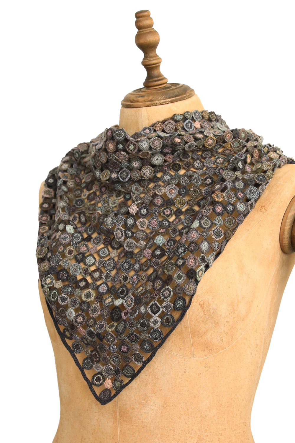 SOPHIE DIGARD CROCHETED TRIANGULAR SCARF CHARCOAL
