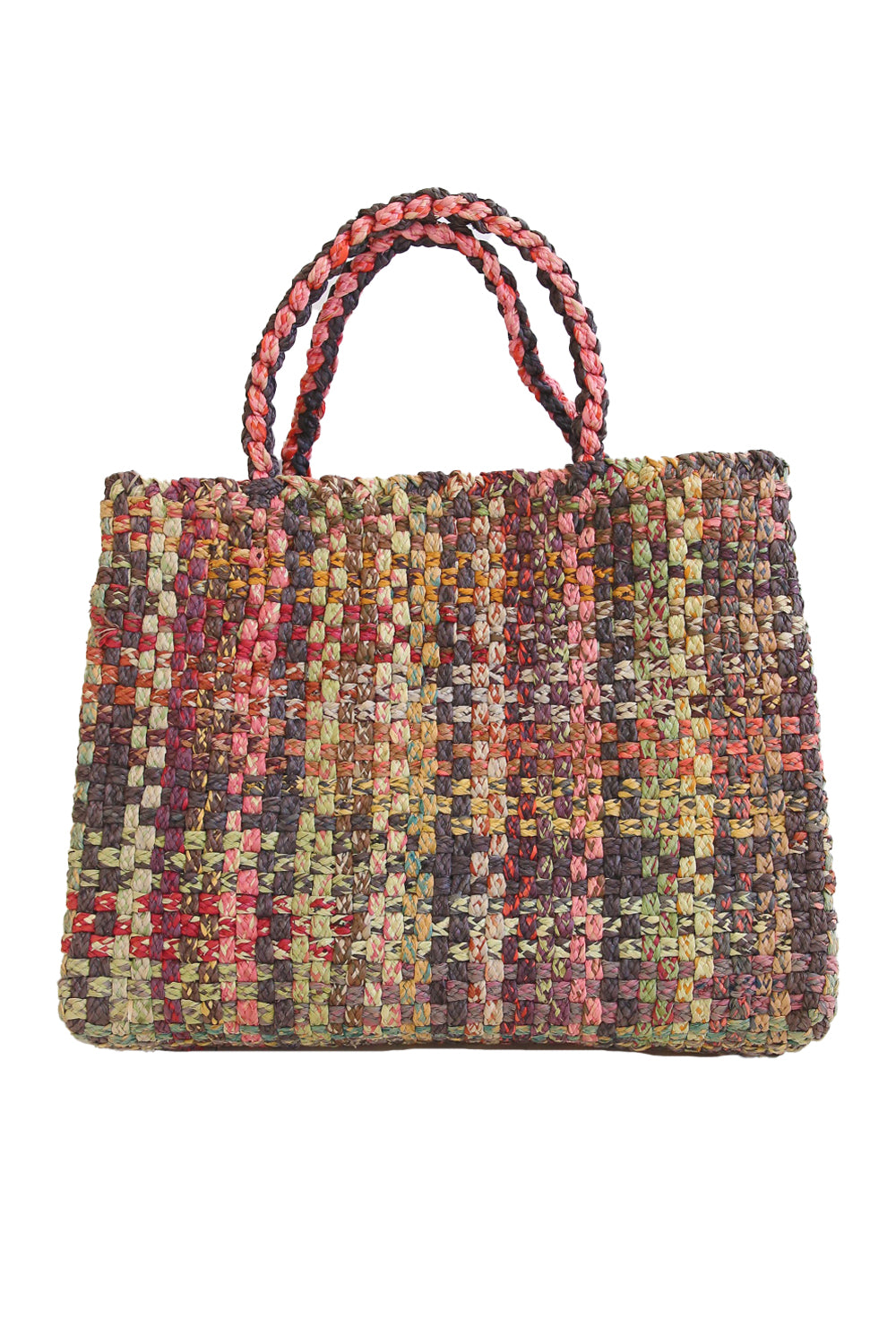 SOPHIE DIGARD CROCHET RAFFIA COLOURED CHECKER BAG