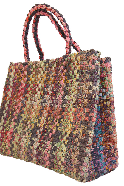 SOPHIE DIGARD CROCHET RAFFIA COLOURED CHECKER BAG