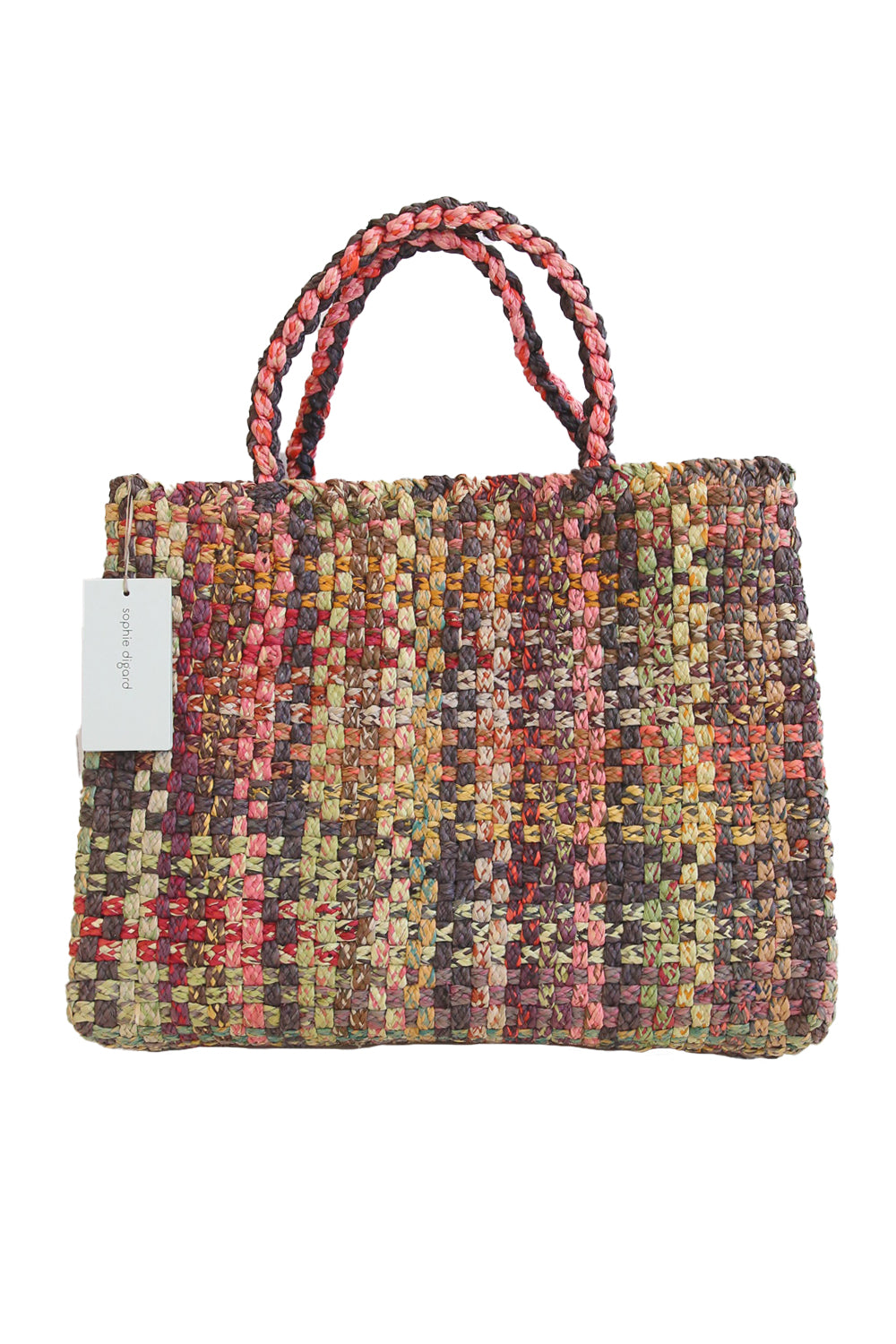 SOPHIE DIGARD CROCHET RAFFIA COLOURED CHECKER BAG