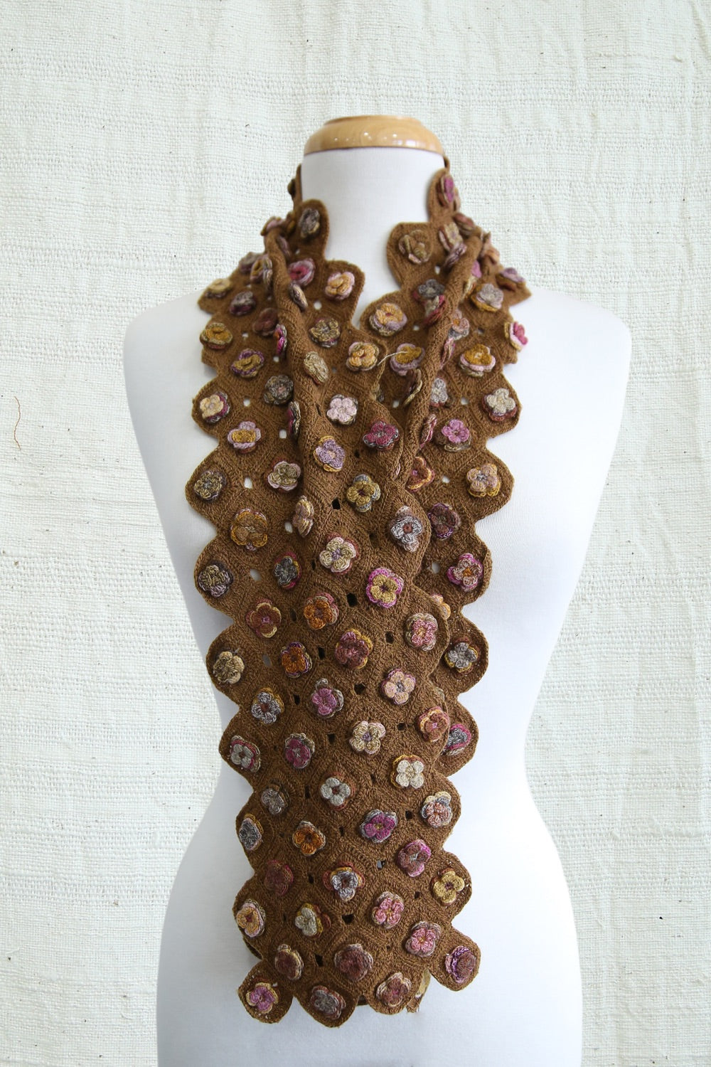 SOPHIE DIGARD &quot;ZEF&quot; WOOL CROCHET SCARF CARAMEL