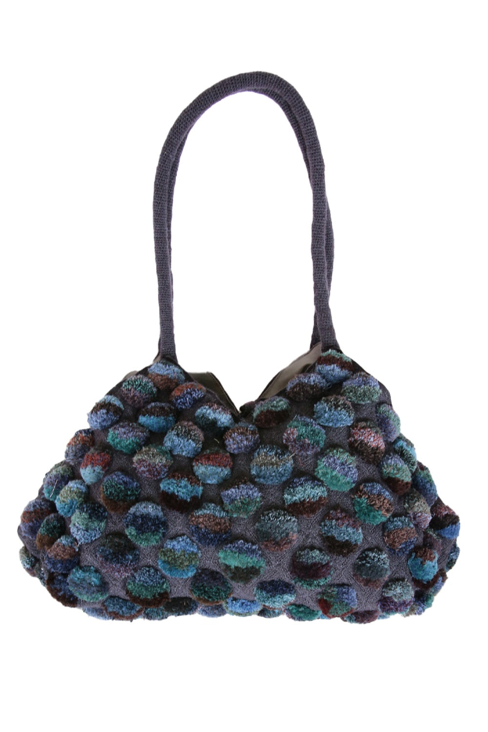 SOPHIE DIGARD WOOL BAG POMPOM GREY/BLUE