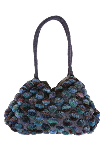 SOPHIE DIGARD WOOL BAG POMPOM GREY/BLUE