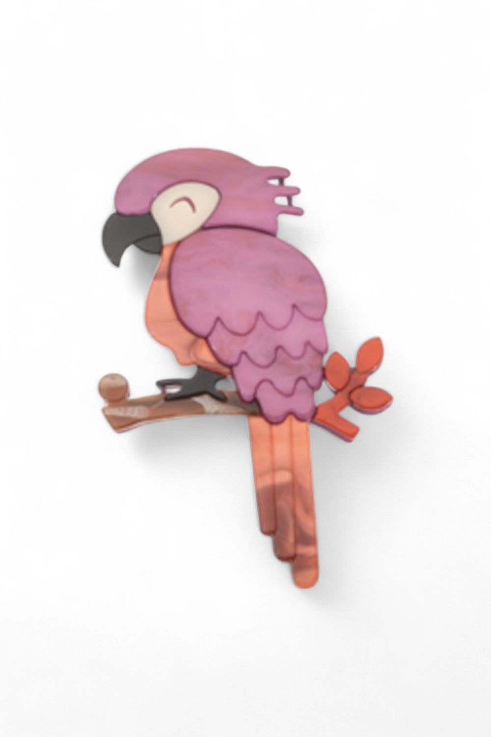 SIA BROOCH MACAW MAUVE/CORAL