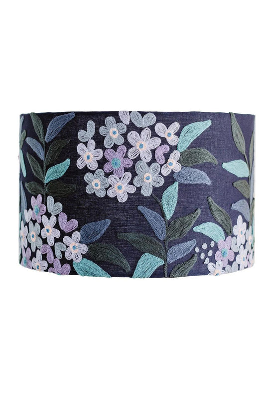RUBY STAR TRADERS DRUM SHADE JUNGLE FLOWERS PURPLE MULTI COTTON/LINEN