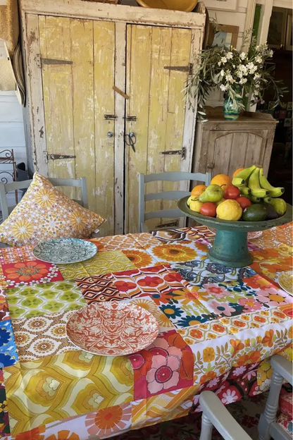 ANNA CHANDLER CANVAS TABLECLOTH SEVENTIES ORANGE