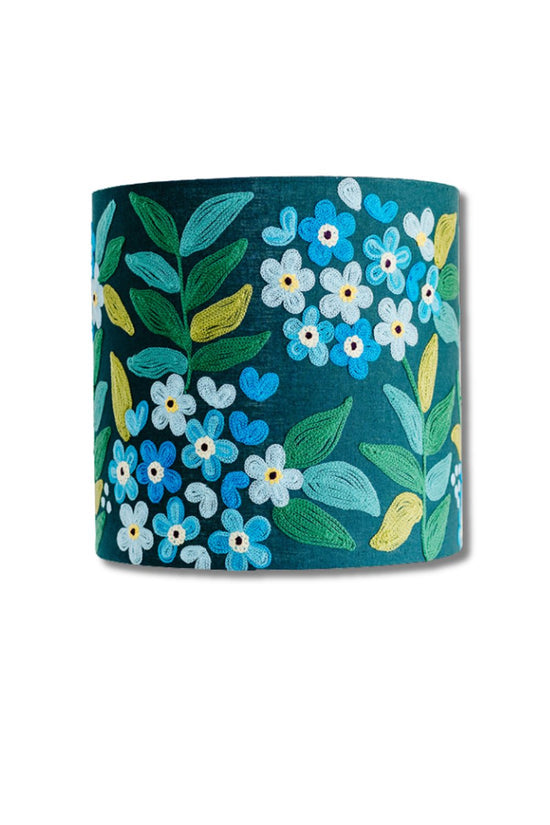 RUBY STAR TRADERS DRUM SHADE JUNGLE FLOWERS TEAL MULTI COTTON
