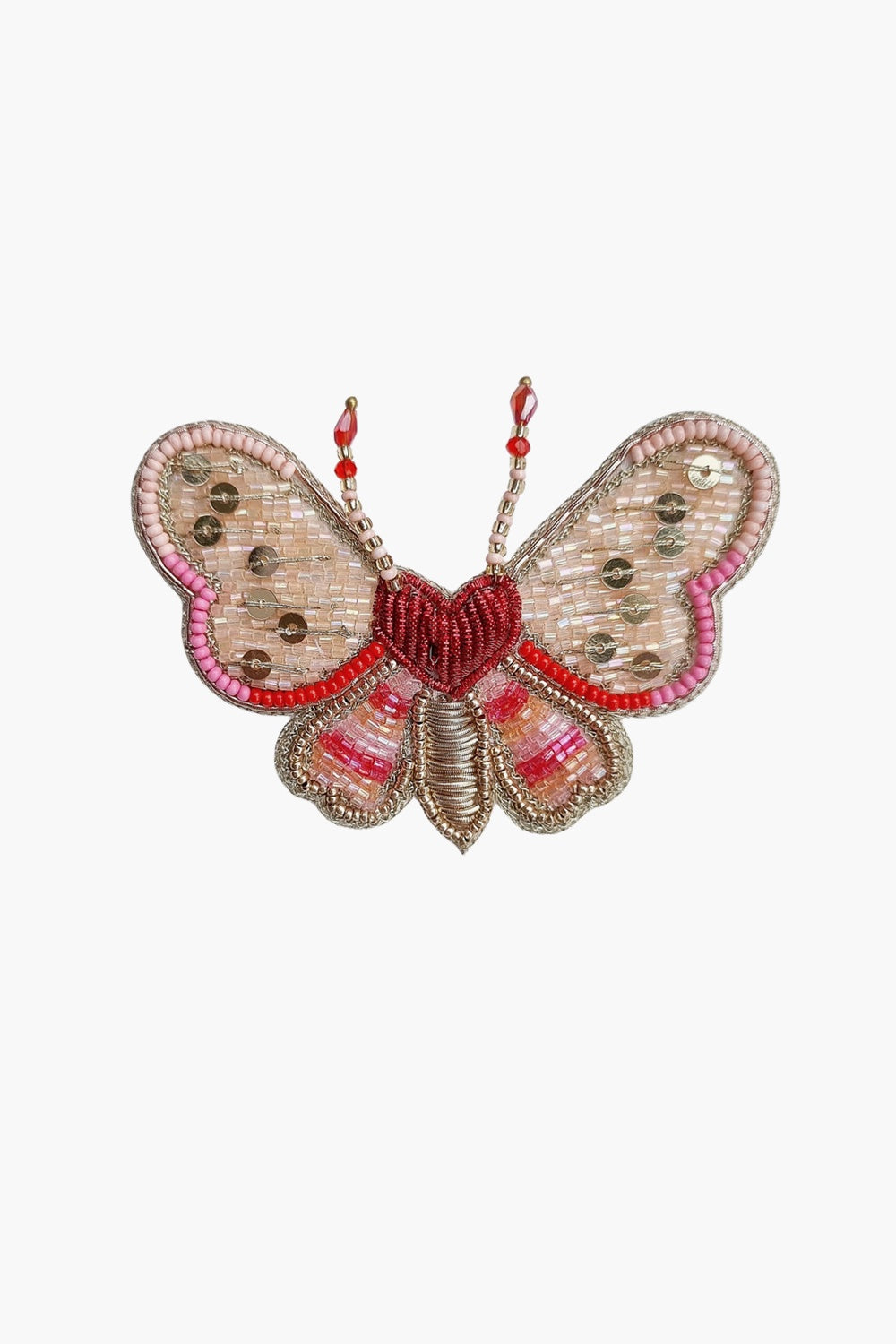 BEADED BROOCH PINK BUTTERFLY